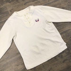 Aileen Women Long Sleeve Size Medium‎ Flowers Paisley Design Henley